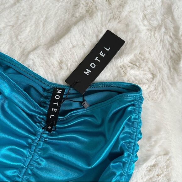 NWT Motel blue shiny solena skirt spandex blue size s - Picture 13 of 13